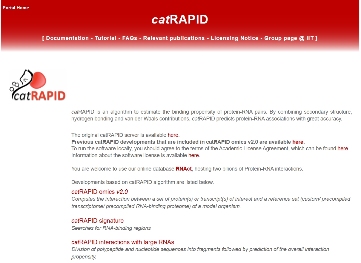 catRAPID,一个功能强大的 RNA-蛋白结合预测工具。